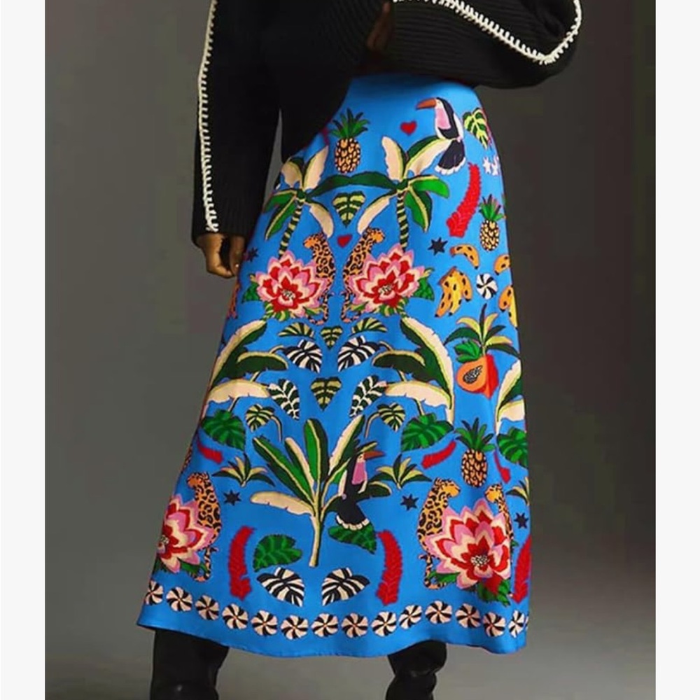 Tropical Blue Maxi Skirt